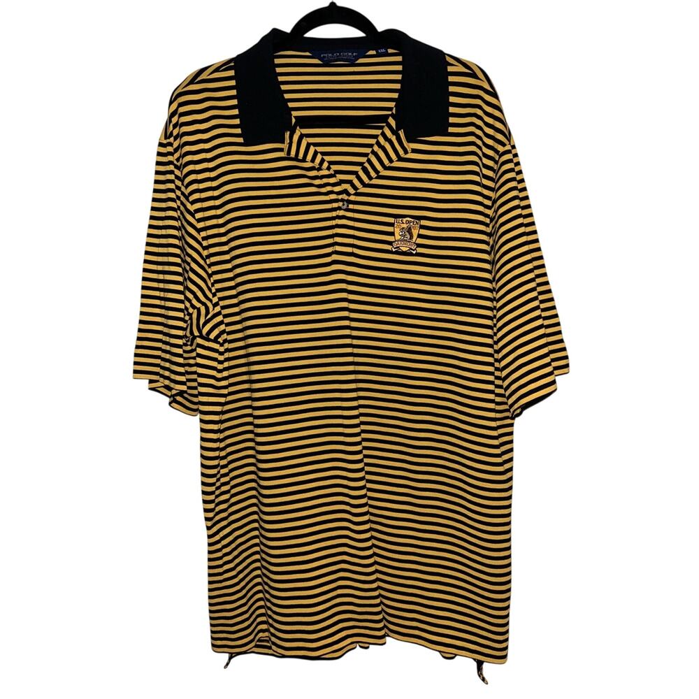 Polo Golf Ralph Lauren Mens Sz XXL Yellow Black Stripes Us Open Oakmont